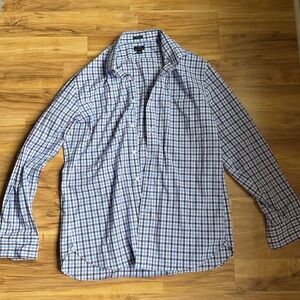 J. Crew Thompson Stretch Wrinkle Free Purple and Blue Checkered Shirt